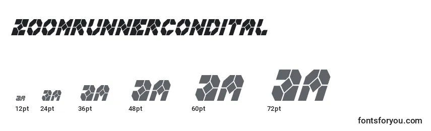 Zoomrunnercondital Font Sizes