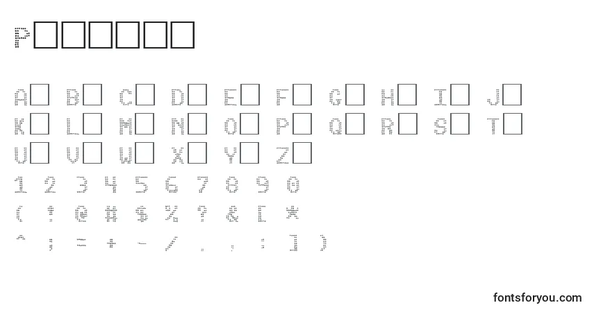A fonte Pinball – alfabeto, números, caracteres especiais