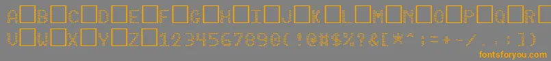 フォントPinball – オレンジの文字は灰色の背景にあります。
