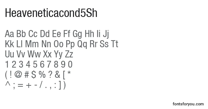 Czcionka Heaveneticacond5Sh – alfabet, cyfry, specjalne znaki