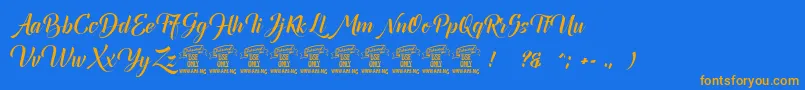 Canelabarkboldpersonal Font – Orange Fonts on Blue Background