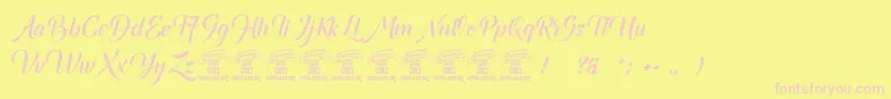 Canelabarkboldpersonal Font – Pink Fonts on Yellow Background