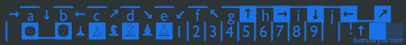フォントSpslchess – 黒い背景に青い文字