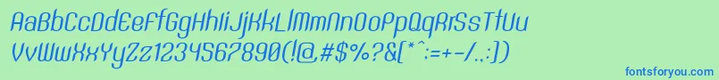 SntAnouvongRegularItalic Font – Blue Fonts on Green Background