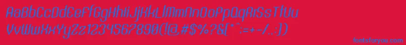Fonte SntAnouvongRegularItalic – fontes azuis em um fundo vermelho