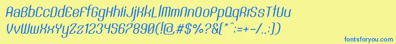 SntAnouvongRegularItalic Font – Blue Fonts on Yellow Background