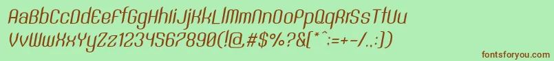 SntAnouvongRegularItalic Font – Brown Fonts on Green Background