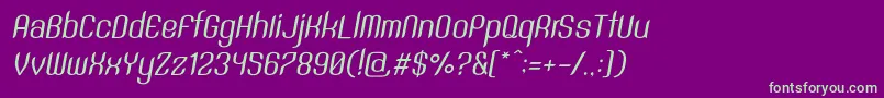 SntAnouvongRegularItalic-fontti – vihreät fontit violetilla taustalla