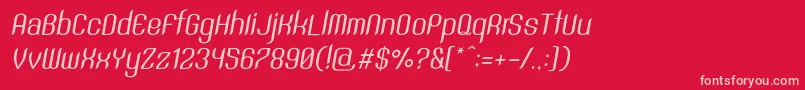 SntAnouvongRegularItalic-fontti – vaaleanpunaiset fontit punaisella taustalla
