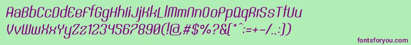 SntAnouvongRegularItalic Font – Purple Fonts on Green Background