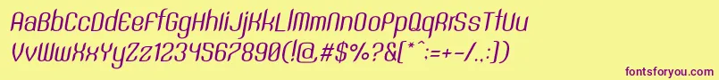 SntAnouvongRegularItalic Font – Purple Fonts on Yellow Background
