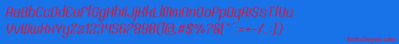 SntAnouvongRegularItalic Font – Red Fonts on Blue Background