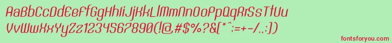 SntAnouvongRegularItalic-fontti – punaiset fontit vihreällä taustalla