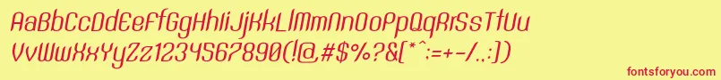 Fonte SntAnouvongRegularItalic – fontes vermelhas em um fundo amarelo