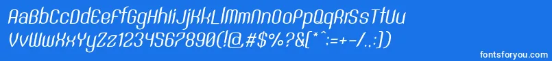 SntAnouvongRegularItalic-fontti – valkoiset fontit sinisellä taustalla