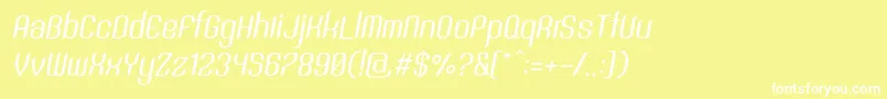 SntAnouvongRegularItalic-fontti – valkoiset fontit keltaisella taustalla
