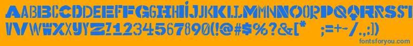 フォントBakuninstencil – オレンジの背景に青い文字