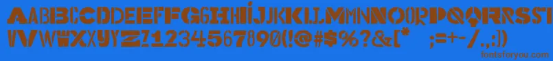 Bakuninstencil Font – Brown Fonts on Blue Background