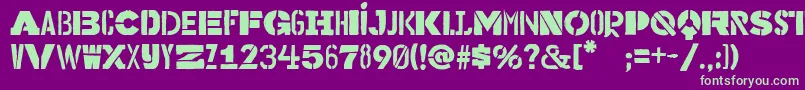 Bakuninstencil Font – Green Fonts on Purple Background