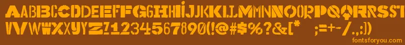 Bakuninstencil Font – Orange Fonts on Brown Background