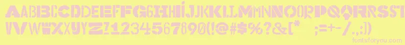 Bakuninstencil Font – Pink Fonts on Yellow Background