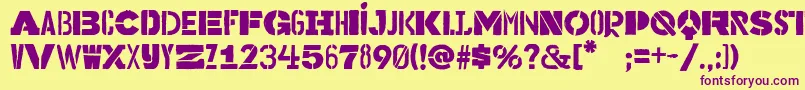 Bakuninstencil Font – Purple Fonts on Yellow Background