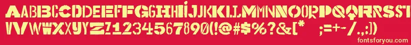 Bakuninstencil Font – Yellow Fonts on Red Background