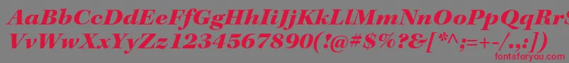 フォントKeplerstdBlackextitsubh – 赤い文字の灰色の背景
