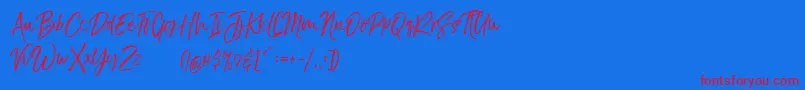 TheBraggestDemo-Schriftart – Rote Schriften auf blauem Hintergrund