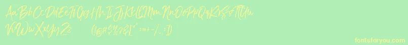 TheBraggestDemo Font – Yellow Fonts on Green Background