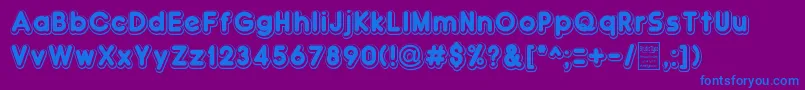 DoubleBubbleShadow-Schriftart – Blaue Schriften auf violettem Hintergrund