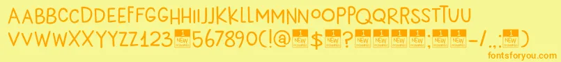 DkNewBeginnings Font – Orange Fonts on Yellow Background