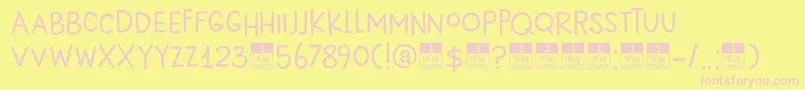 DkNewBeginnings Font – Pink Fonts on Yellow Background