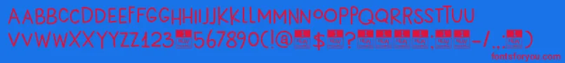 DkNewBeginnings Font – Red Fonts on Blue Background