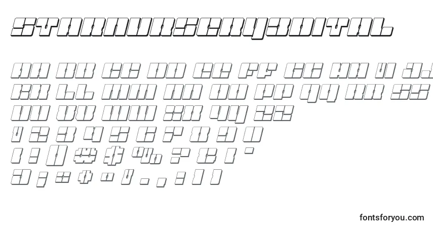 Czcionka Starnursery3Dital – alfabet, cyfry, specjalne znaki