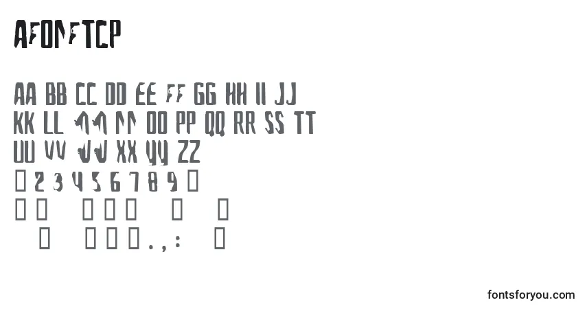 Czcionka Afonftcp – alfabet, cyfry, specjalne znaki