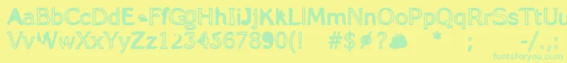 HappyDogフォントについての詳細 フォントHappyDog – 黄色い背景に緑の文字