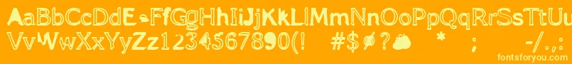 Saiba mais sobre a fonte HappyDog Fonte HappyDog – fontes amarelas em um fundo laranja