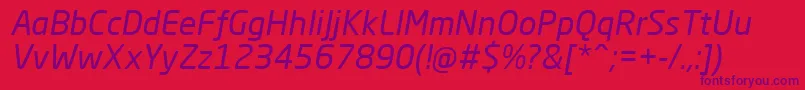 NeoSansProItalic Font – Purple Fonts on Red Background