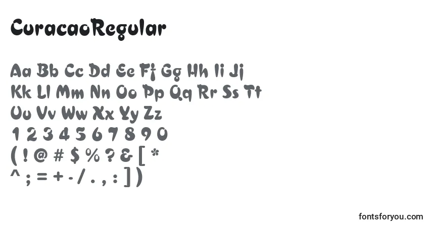 Czcionka CuracaoRegular – alfabet, cyfry, specjalne znaki