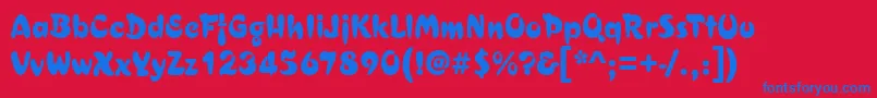 CuracaoRegular-Schriftart – Blaue Schriften auf rotem Hintergrund