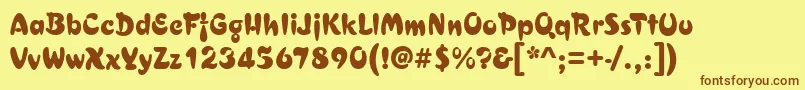 CuracaoRegular-Schriftart – Braune Schriften auf gelbem Hintergrund