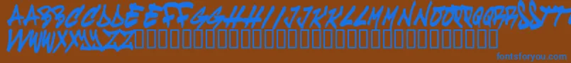 フォントCruze – 茶色の背景に青い文字