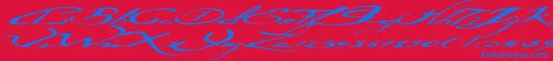 フォントErsatzquality – 赤い背景に青い文字
