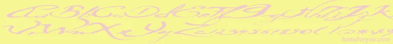 Ersatzquality-fontti – vaaleanpunaiset fontit keltaisella taustalla