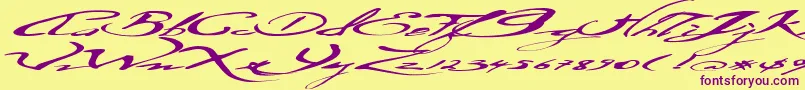 Ersatzquality Font – Purple Fonts on Yellow Background