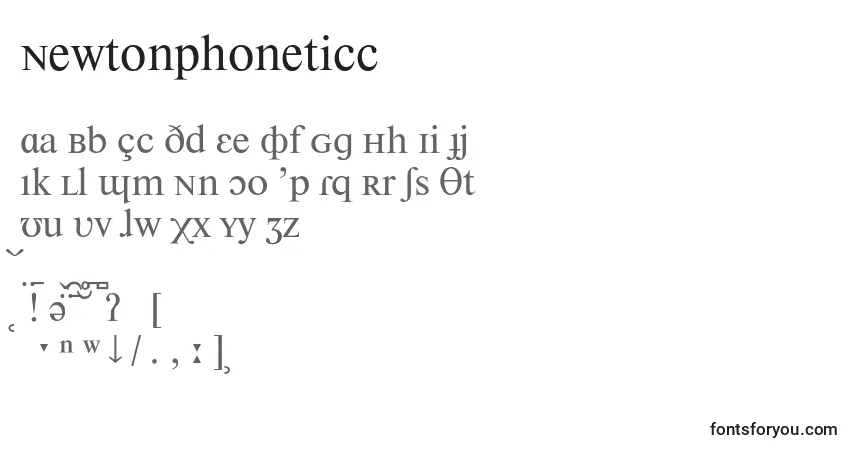 A fonte Newtonphoneticc – alfabeto, números, caracteres especiais