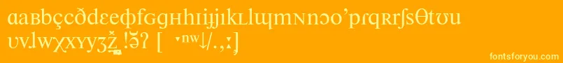 Newtonphoneticc-Schriftart – Gelbe Schriften auf orangefarbenem Hintergrund