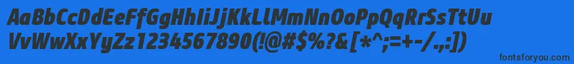 CoreSansM87CnHeavyItalic Font – Black Fonts on Blue Background