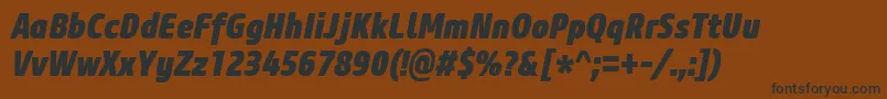 CoreSansM87CnHeavyItalic Font – Black Fonts on Brown Background